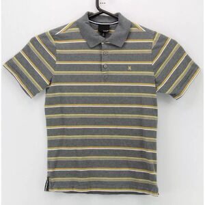 Hurley Mens Button‎ Up Short Sleeve Collared Polo Shirt Small Multicolor Striped